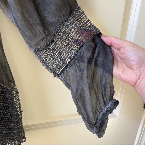 NWT Tempo Paris boho gray lace details tunic blouse size XL - Picture 6 of 11